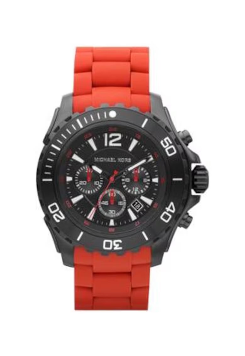 Michael Kors Мъжки часовник - Неръждаема стомана/Каучук - 47мм - Червено/Черно