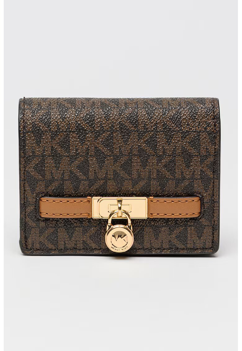 Michael Kors Портмоне Hamiltone Moderne с монограм - Тъмнокафяв