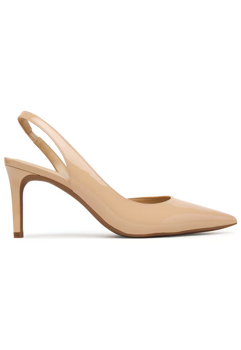 Michael Michael Kors обувки на ток от естествена лачена кожа slingback с остър връх и stiletto ток - бежови
