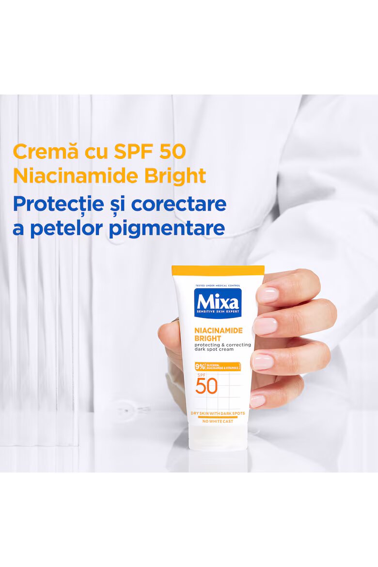 Mixa Крем Niacinamide Bright за защита и корекция на пигментни петна със SPF 50 50 мл