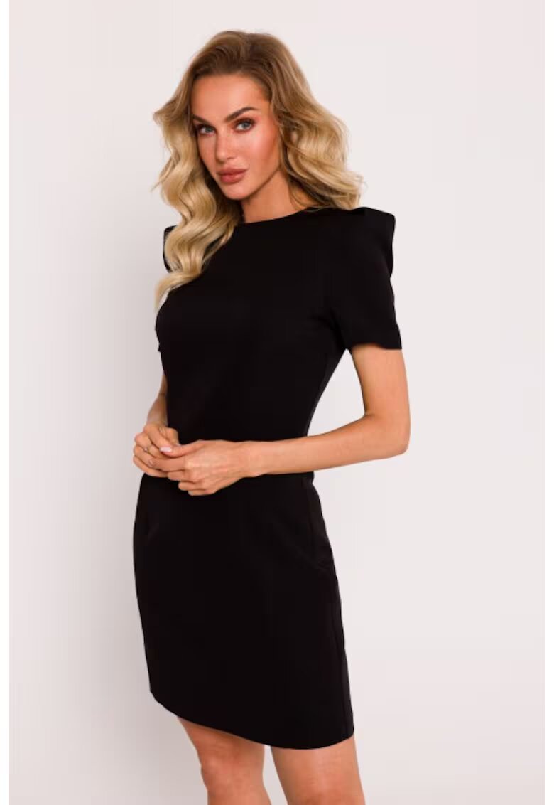 MOE Rochie mini cu maneci decorative - Черен