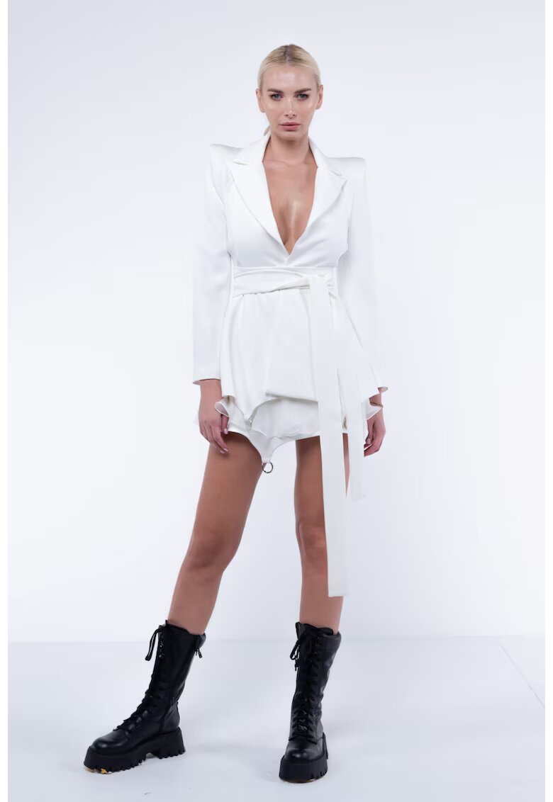 Monarh design Мини пола с волани от коприна и метални халки White