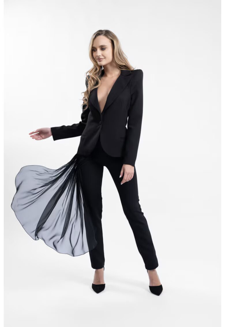 Monarh design Pantaloni conici cu fronseu si volan lateral
