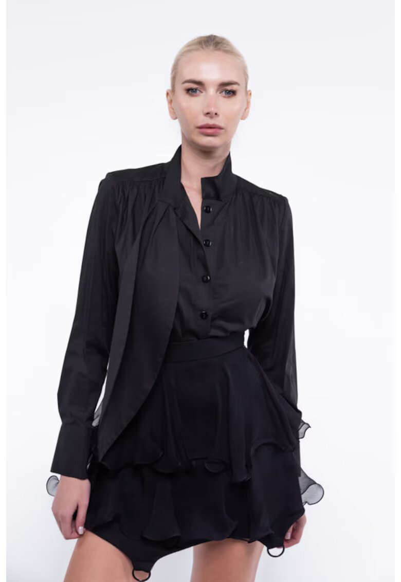 Monarh design Риза с голям шал - черна