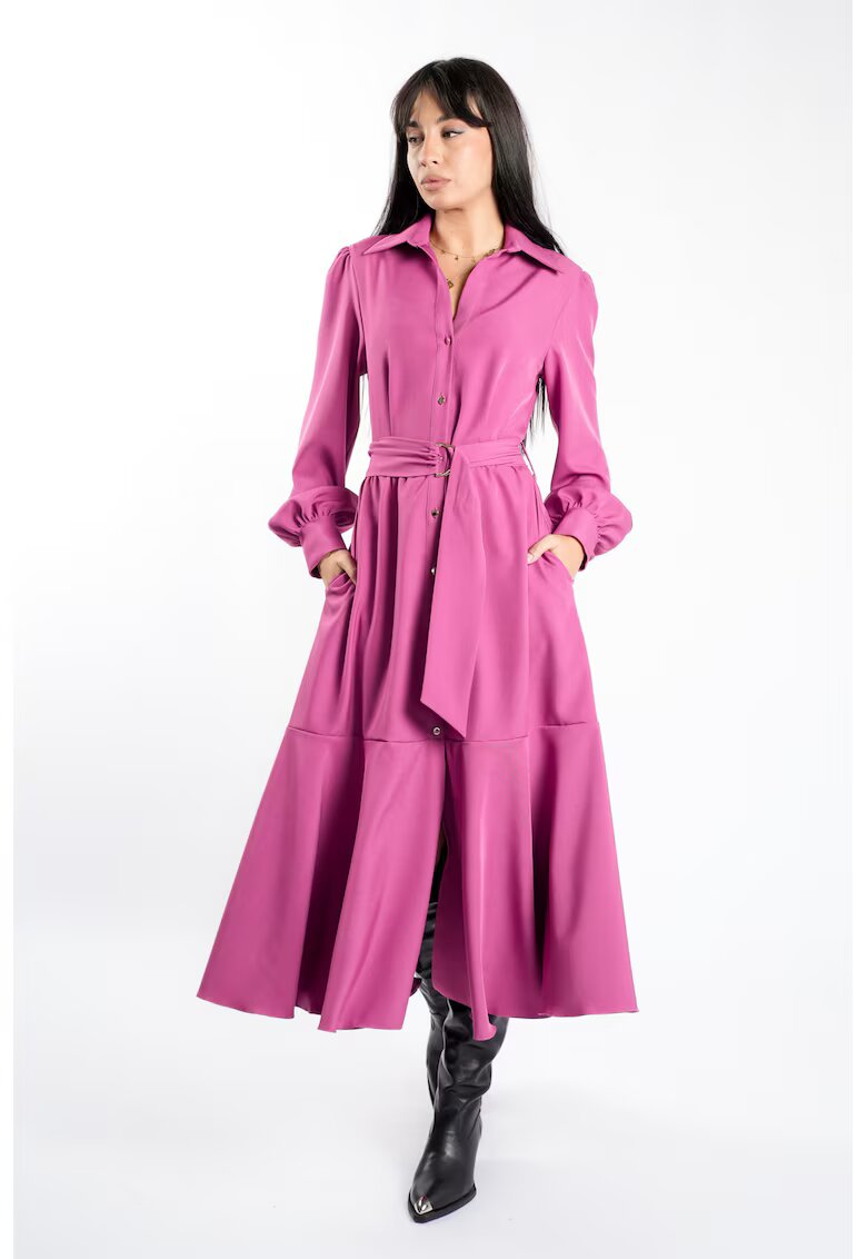 Monarh design Rochie camasa cu buzunare si guler ascutit
