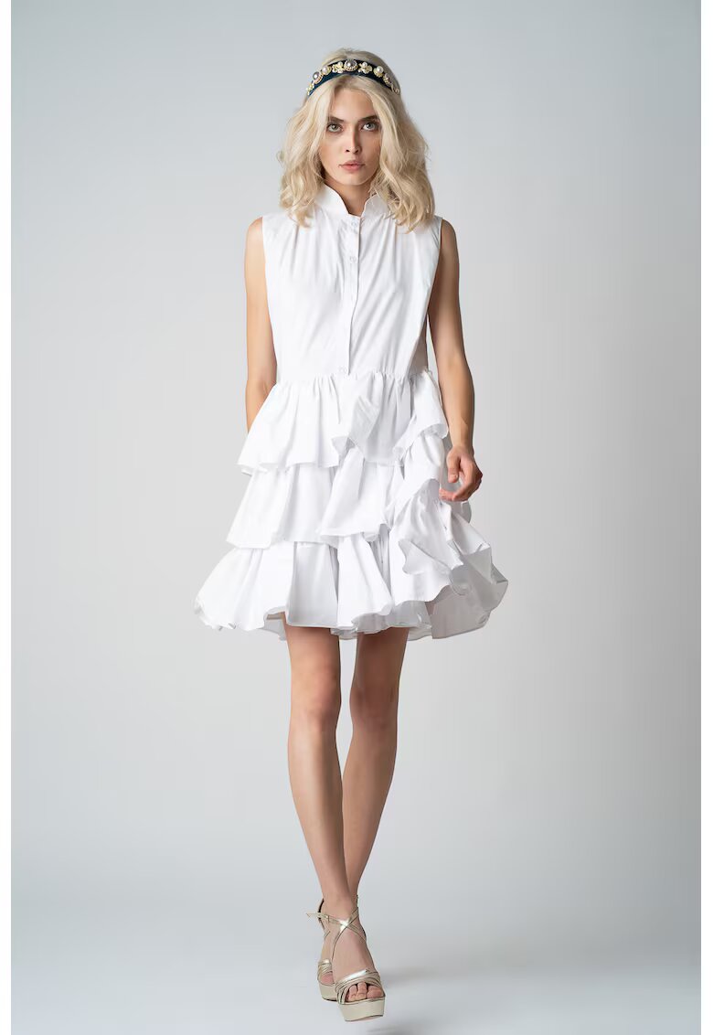 Monarh design Rochie-camasa cu croiala asimetrica si cu volane