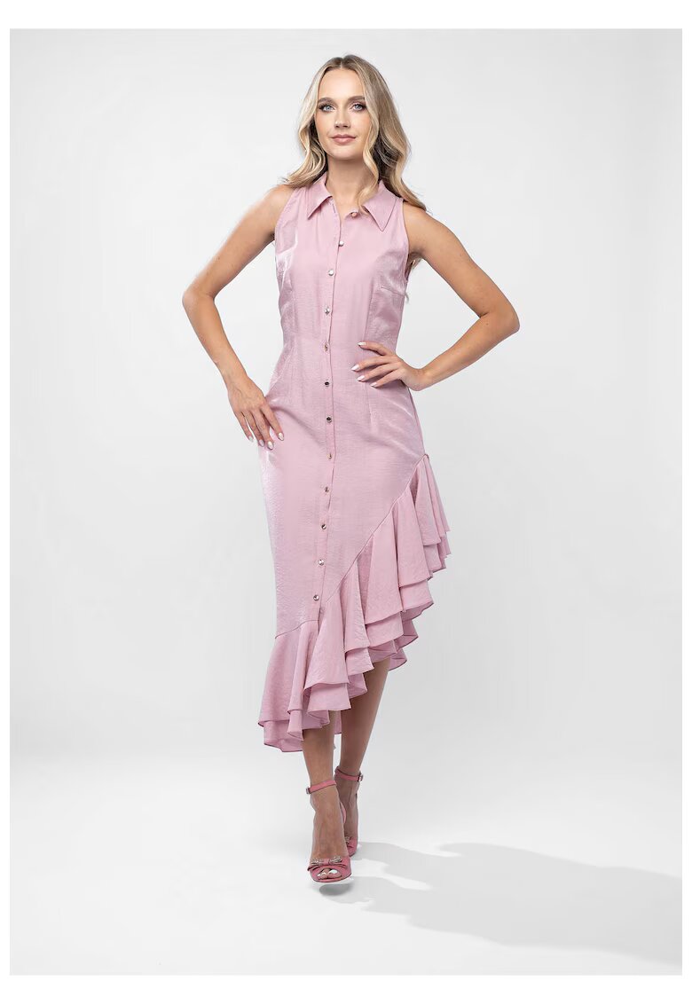 Monarh design Rochie-camasa cu croiala asimetrica si cu volane