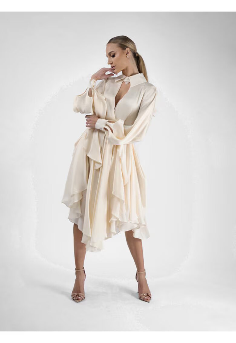 Monarh design Rochie din matase cu maneci decupate
