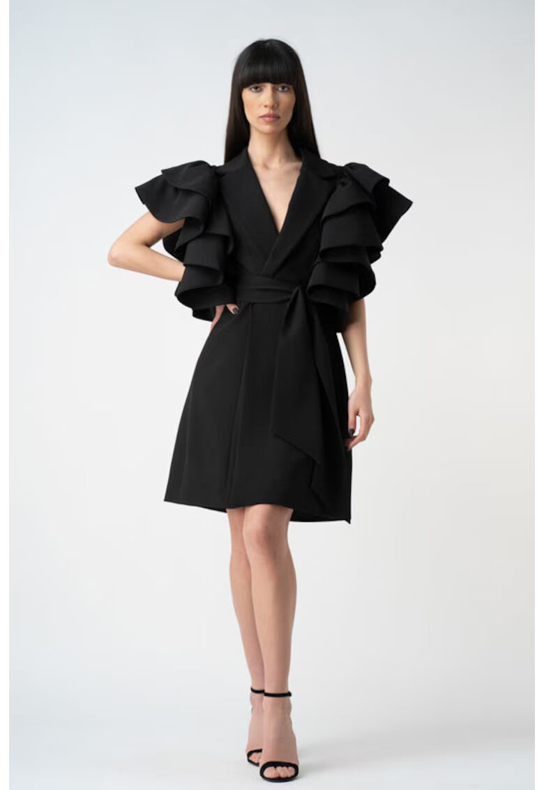 Monarh design Rochie sacou cu volane supradimensionate