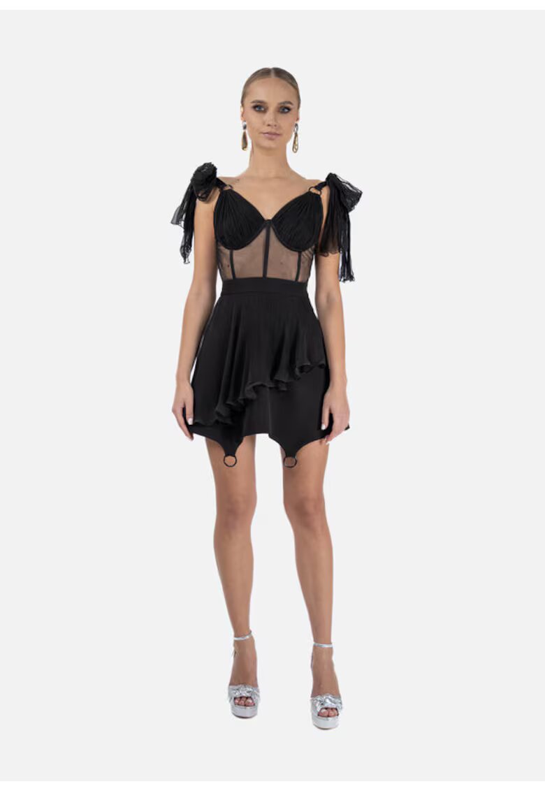 Monarh design Rochie scurta cu garnituri din matase