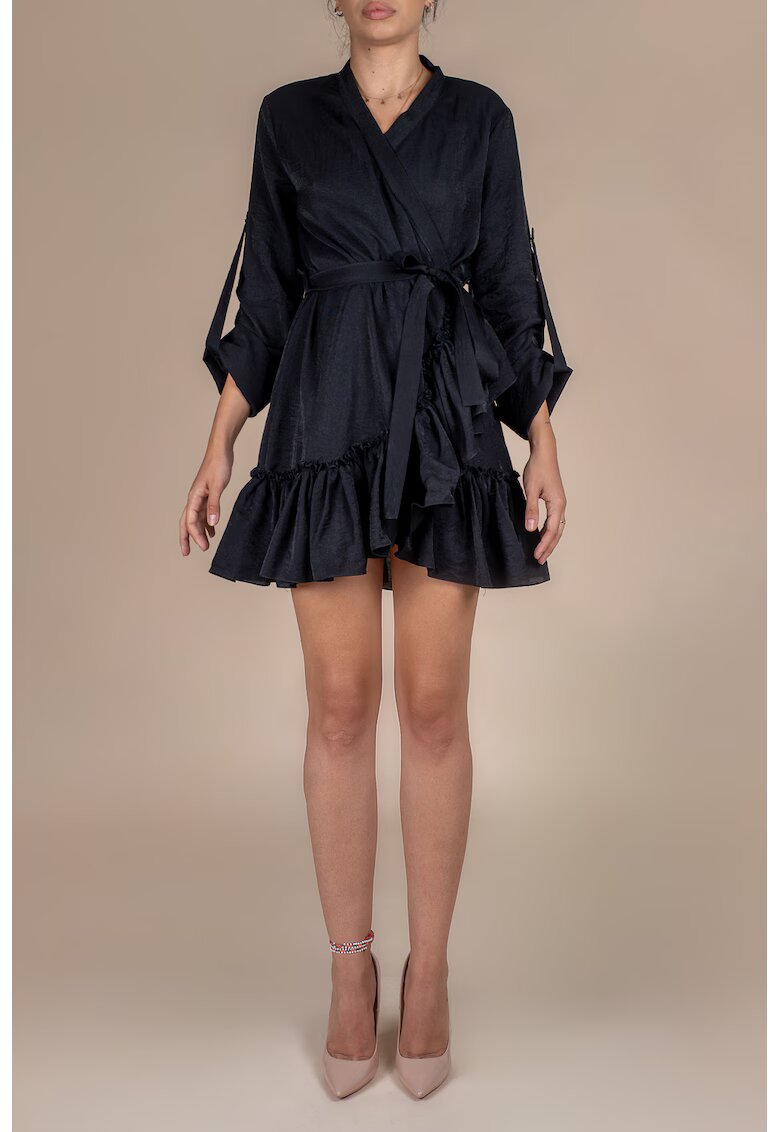 Monarh design Рокля с широки маншети и волани Black