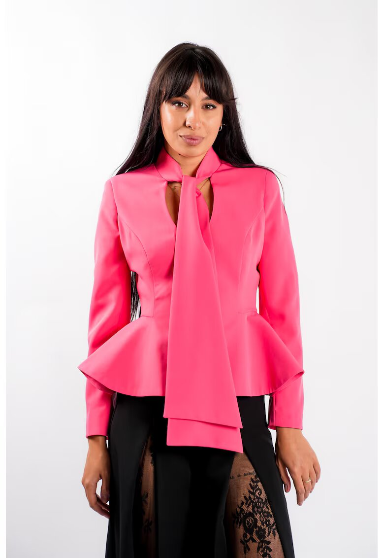 Monarh design Sacou cu esarfe si talie structurata Pink