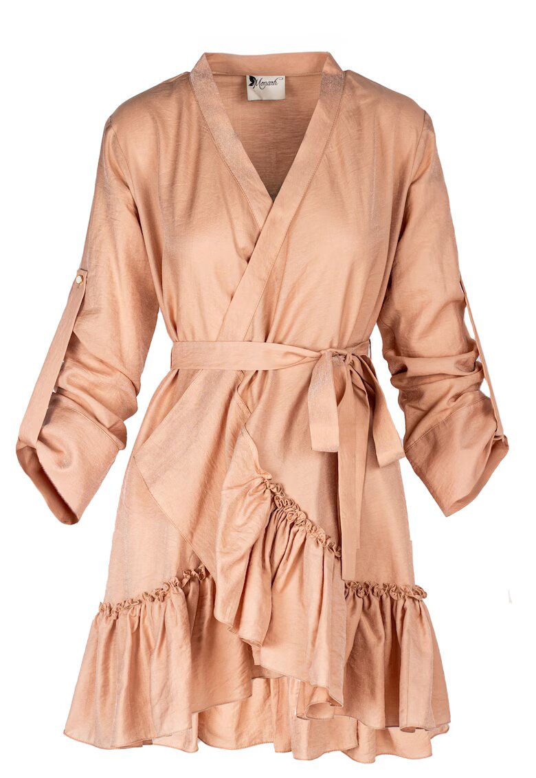 Monarh design Wrap Dress With Ruffles & Wide Cuffs