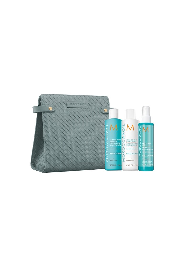 Moroccanoil Комплект Smoothing Anti-Frizz: Шампоан 250 мл + Балсам 250 мл + Спрей Anti-Frizz 160 мл + Чанта