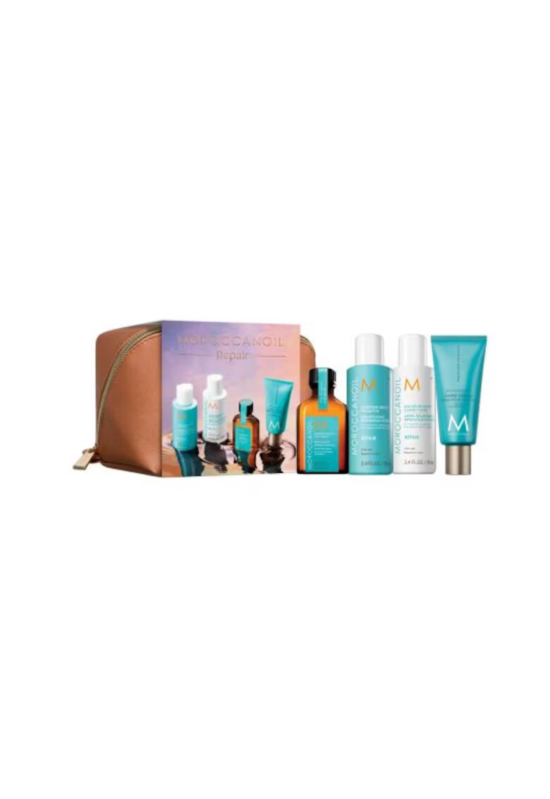 Moroccanoil Комплект за грижа Repair Kit: Възстановяващ шампоан - 70 мл + Възстановяващ балсам - 70 мл + Олио за терапия за коса 25 мл + Крем за ръце - 40 мл - 25 мл/40 ...