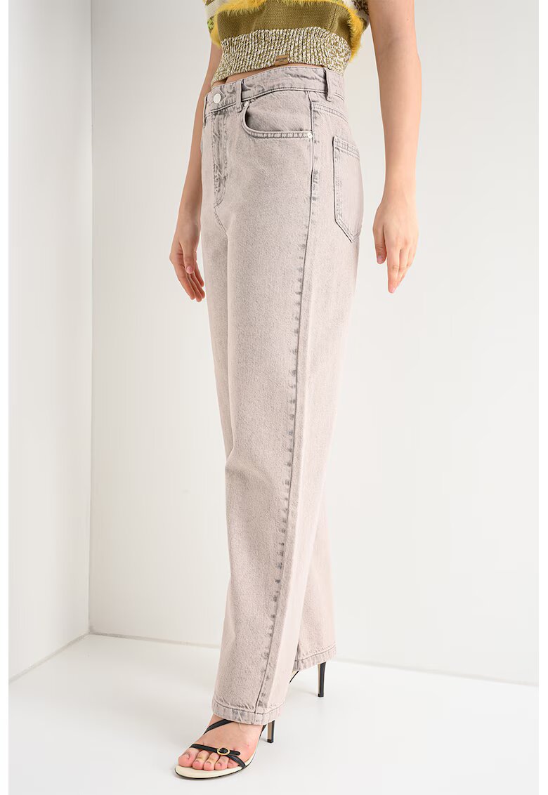 Moschino Jeans Дънки с широк крачол и средновисока талия - Светло сив