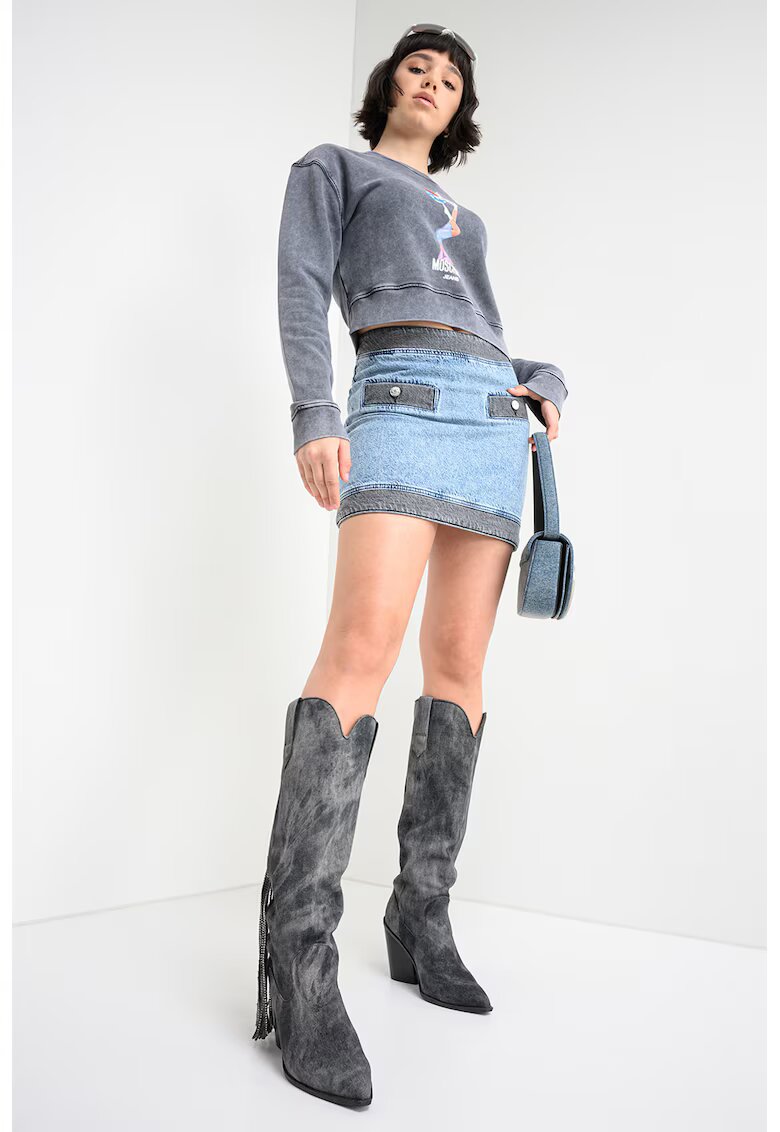 Moschino Jeans Къса дънкова пола - Сив/Син