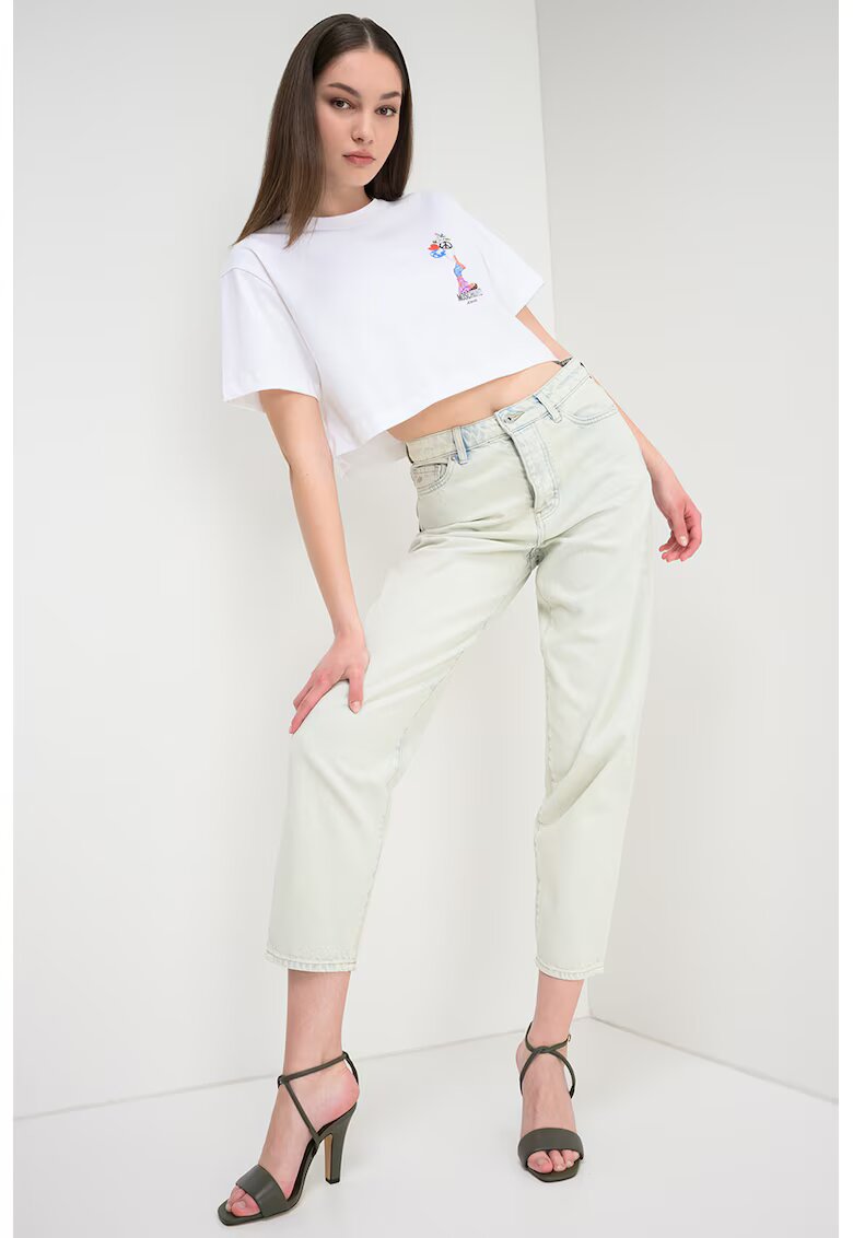 Moschino Jeans Къса тениска с овално деколте - Оранжев/Бял/Син