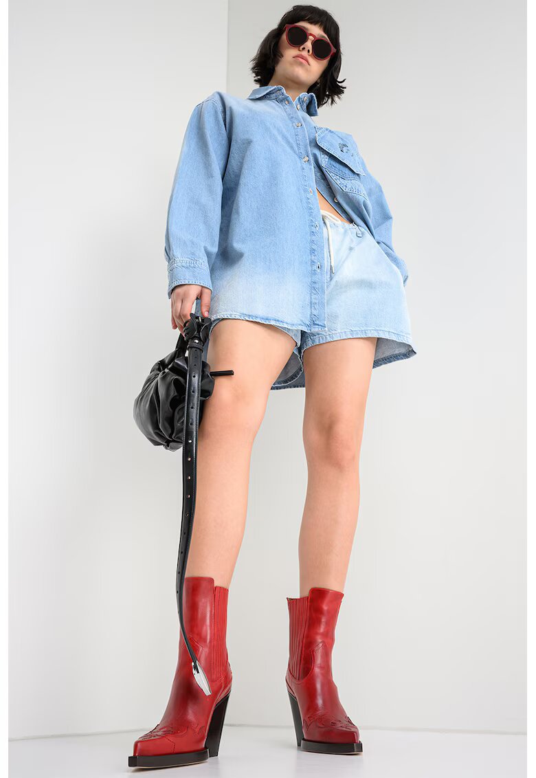 Moschino Jeans Къси дънки с връзки - Пастелносин
