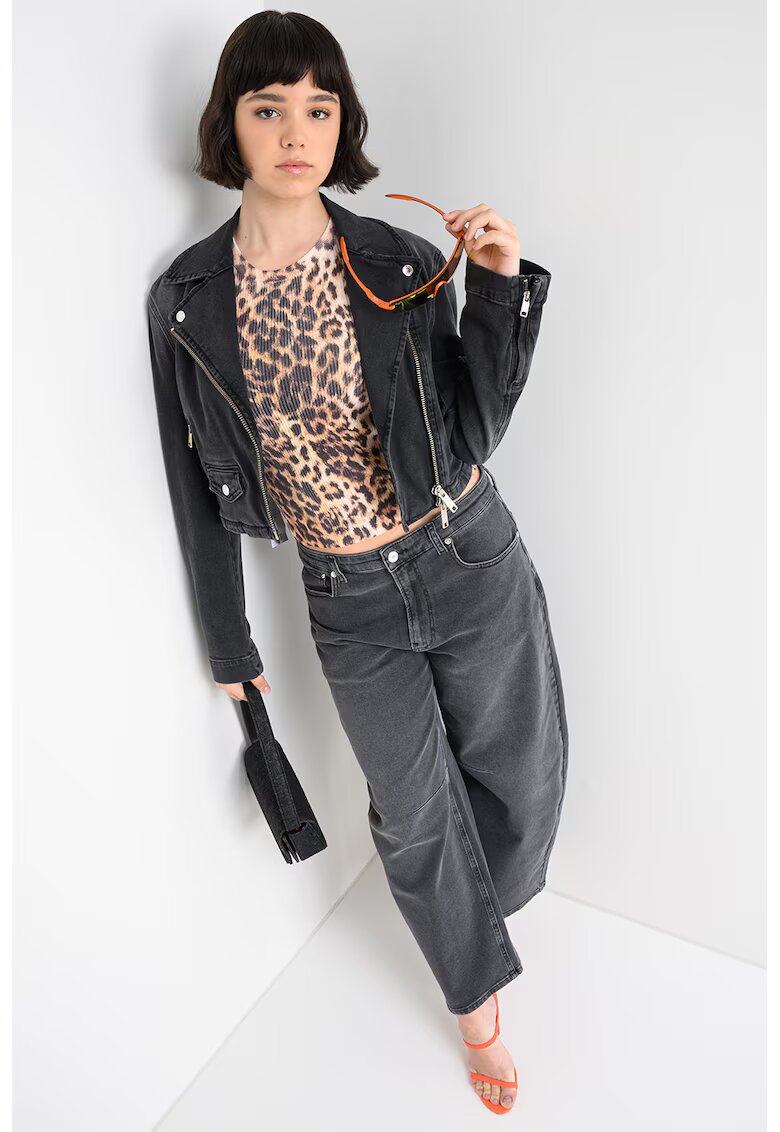 Moschino Jeans Късо дънково яке - Избеляло черно