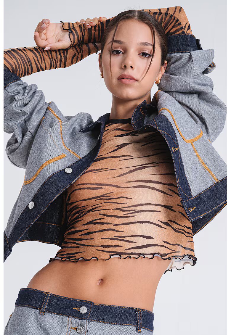 Moschino Jeans Късо яке от деним - Светлосин/Тъмносин