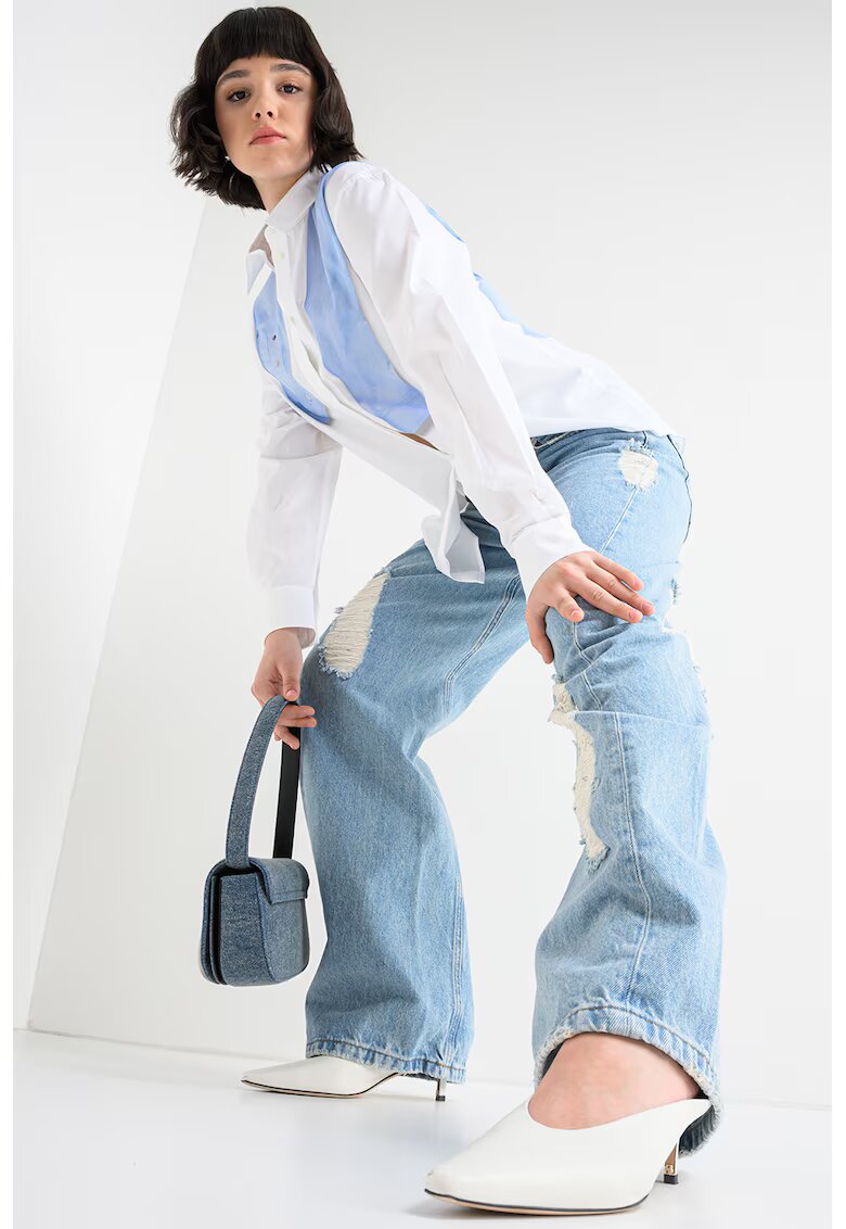 Moschino Jeans Широки дънки със захабен ефект - Пастелносин