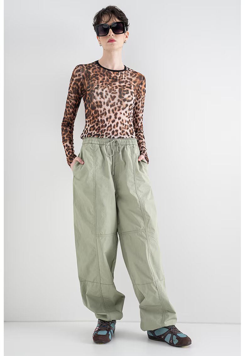 Moschino Jeans Слим блуза с животинска шарка - Черен/Кафяв