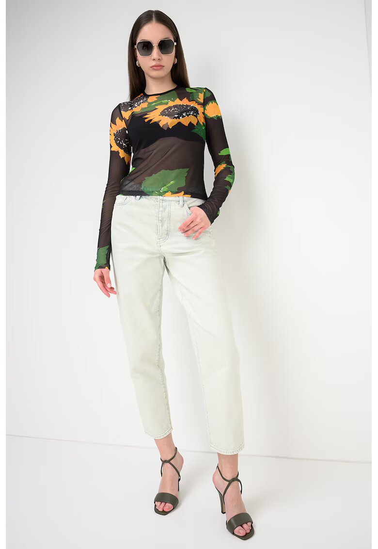 Moschino Jeans Стелеща се блуза с флорален дизайн - Зелен/Черен/Жълт