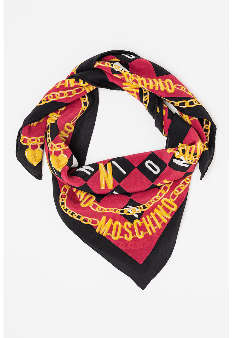Moschino Копринен шал с лого