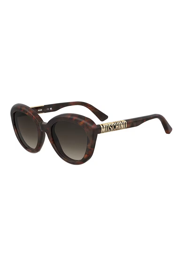 Moschino Овални слънчеви очила Cat-Eye с градиента - Златист/Кафяв
