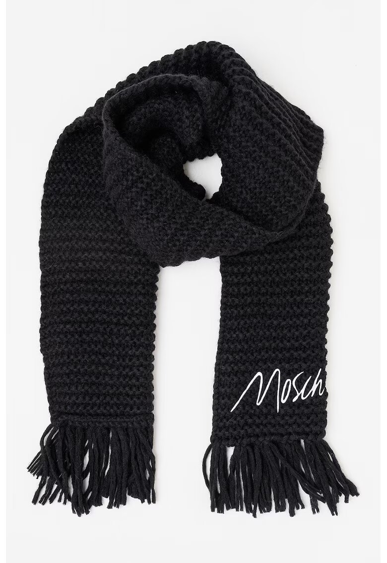Moschino Плетен шал с вълна и лого