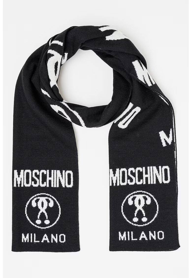 Moschino Шал с вълна и контрастно лого