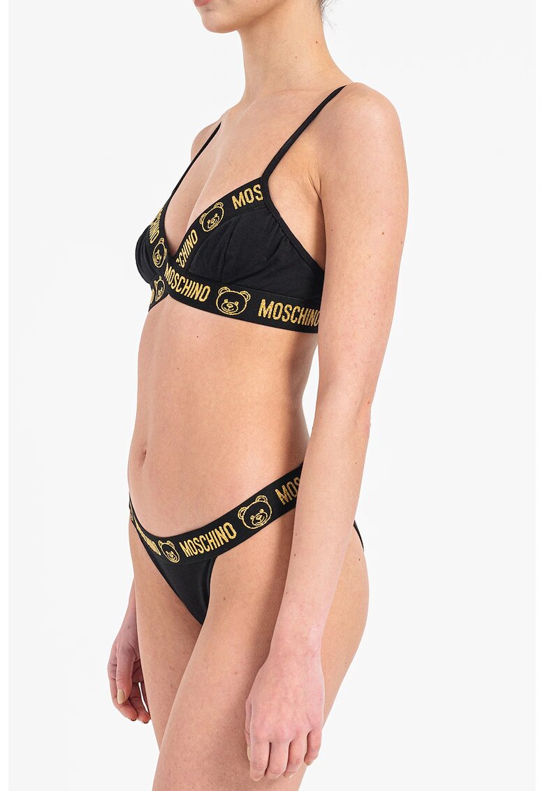 Moschino Сутиен и бикини с лого - 2 части - Черен