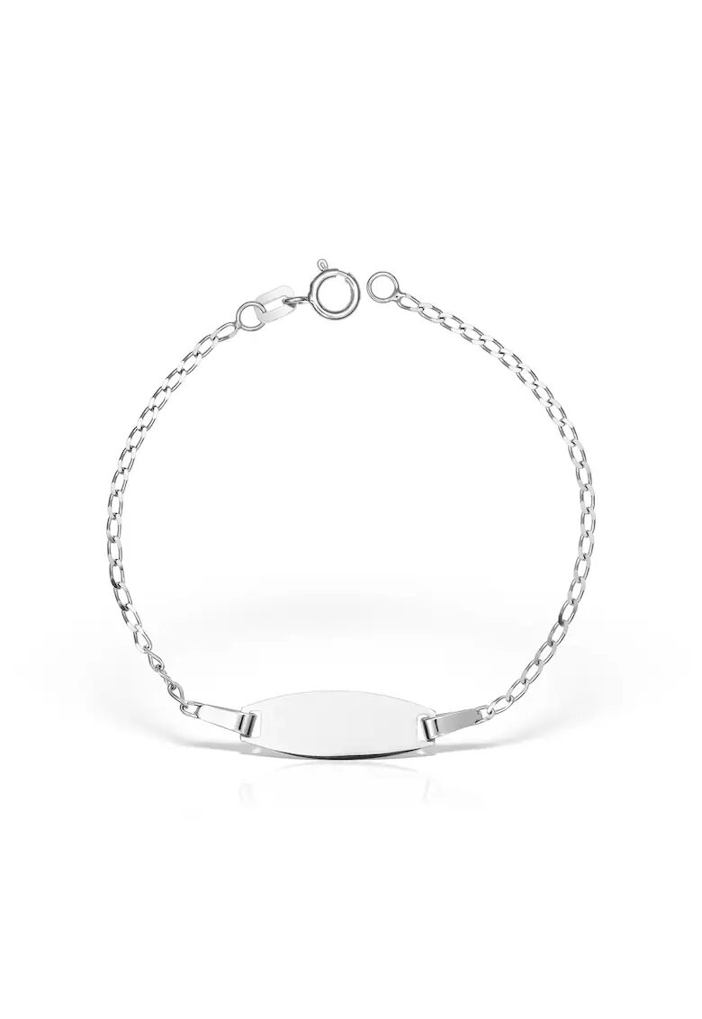 MOSV Детска гривна от 18 KT бяло злато - плочка за персонализация