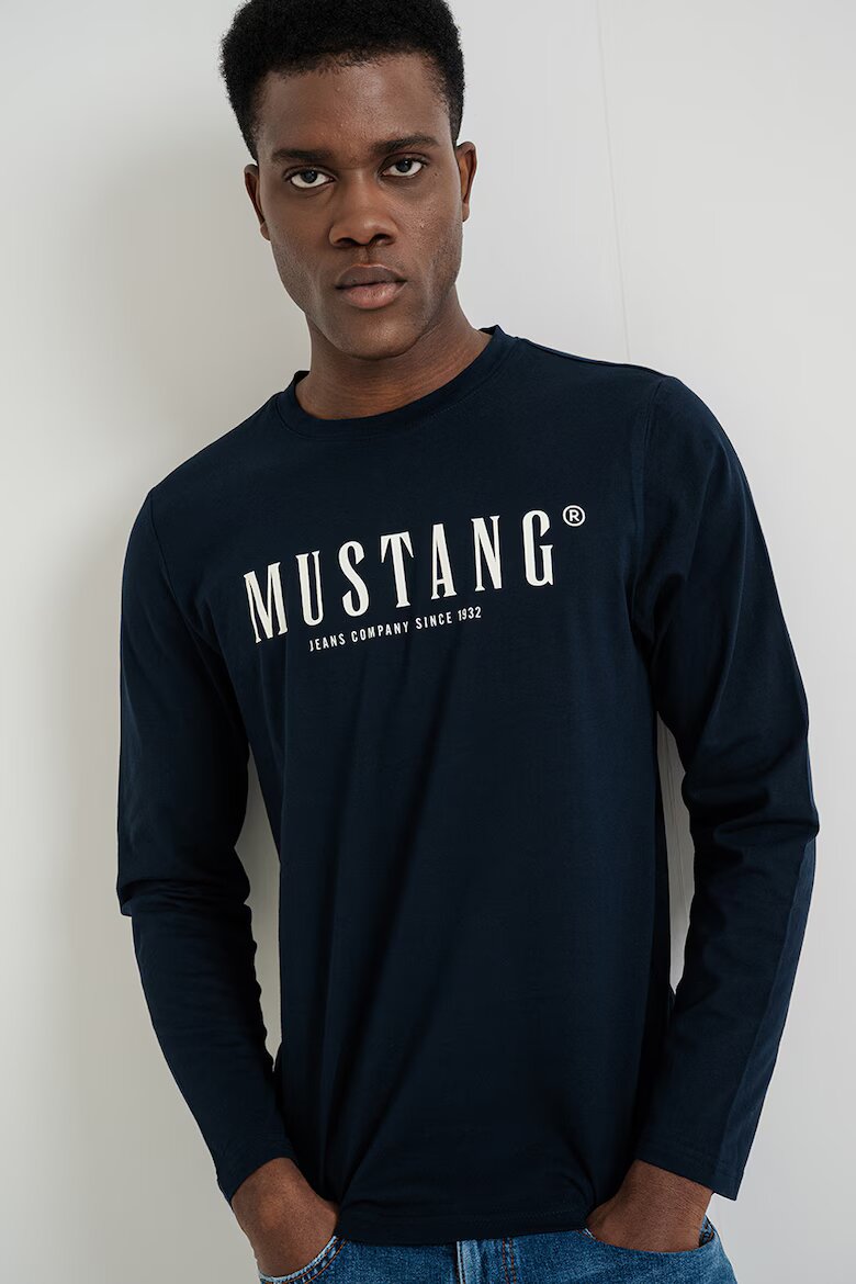 Mustang Блуза Asheville с лого Бял/Ултрамарин синьо