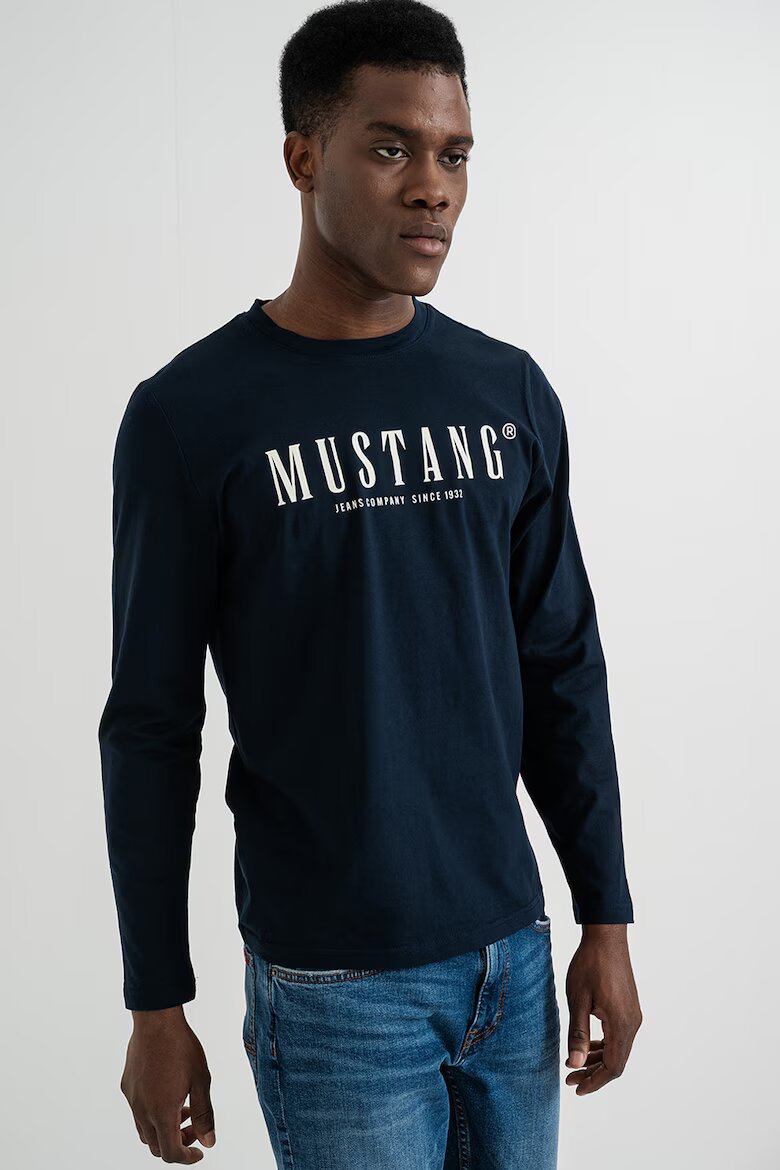 Mustang Блуза Asheville с лого Бял/Ултрамарин синьо