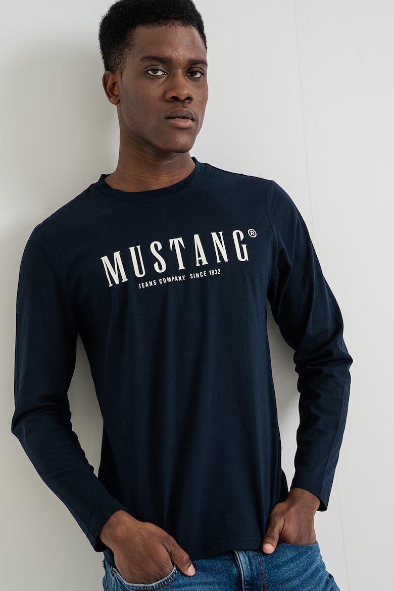 Mustang Блуза Asheville с лого Бял/Ултрамарин синьо