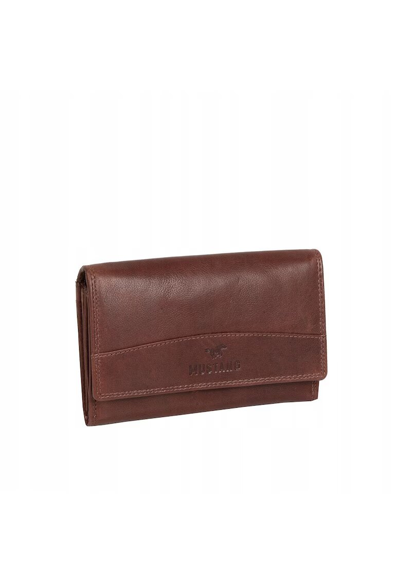 Mustang Дамско портмоне - Udine Wallet - 100% естествена кожа - с лого - отделения за карти - джоб за монети - елегантен дизайн - един размер - кафяво