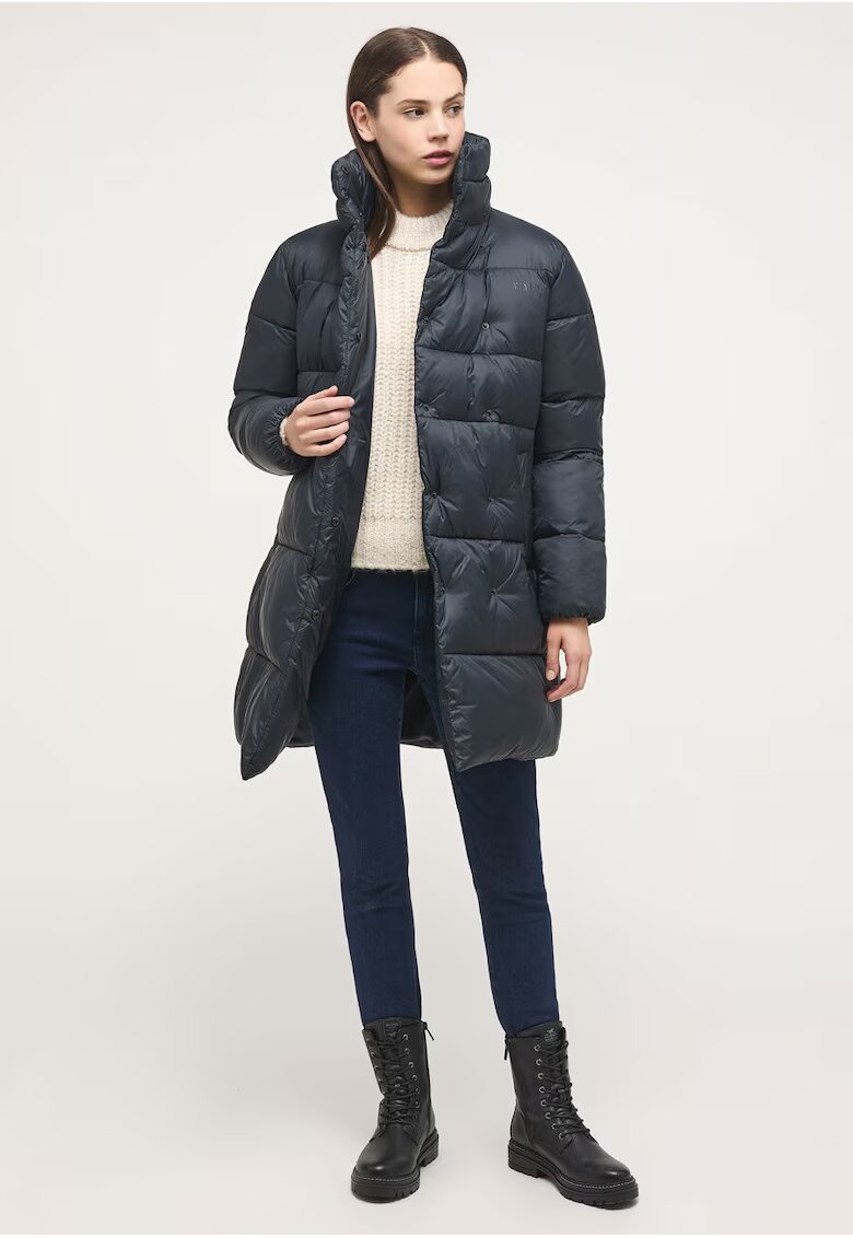 Mustang Дамско яке - Heidi Mid Puffer - Regular Fit - Класически дизайн - Дълги ръкави - 2 джоба - С цип - Памук - Черно