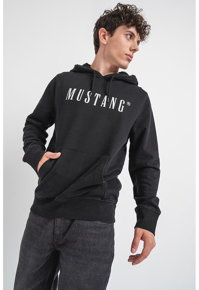Mustang Худи с лого - Бял/Черен