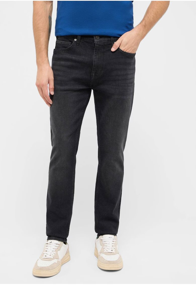 Mustang Мъжки дънки - Frisco - Skinny Fit - Средна талия - Цип - Дълги - 5 джоба - Памук - Еластан - W32-L32 US - Черни
