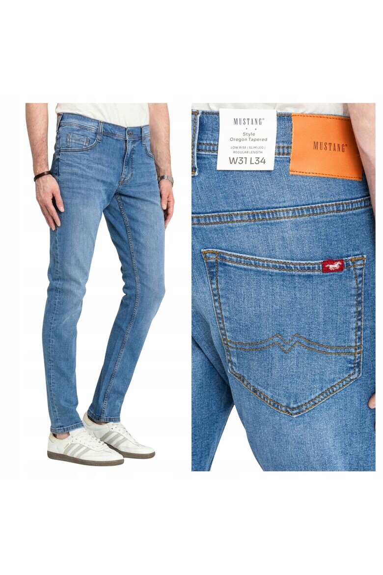 Mustang Мъжки дънки Oregon Tapered Slim Fit Средна талия Дълги 5 джоба Цип Памук W30-L30 US Син