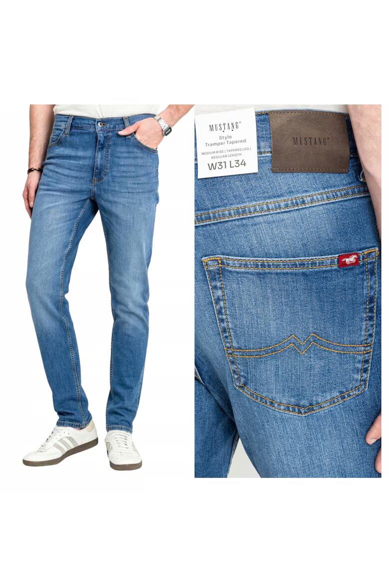 Mustang Мъжки дънки Style Tramper Tapered права кройка средна талия дълги 5 джоба цип памук син Син
