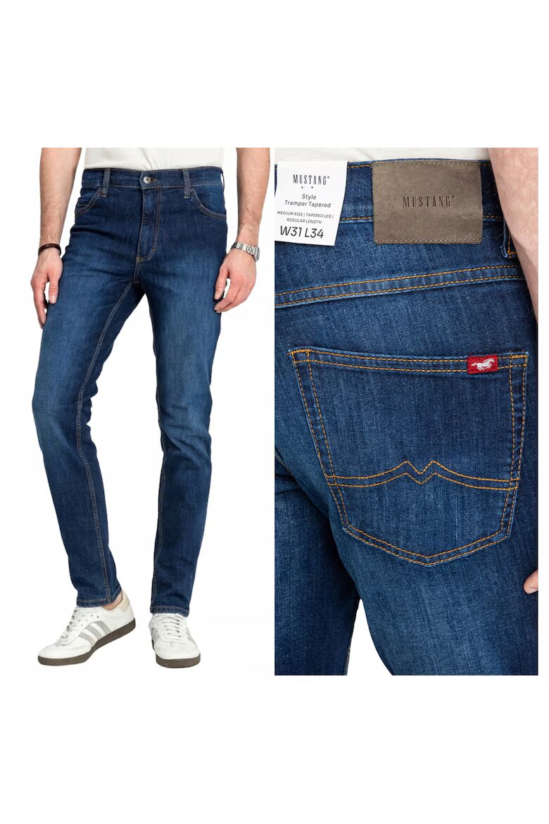 Mustang Мъжки дънки Style Tramper Tapered Slim Fit Средна талия Дълги 5 джоба Цип Памук Син Син