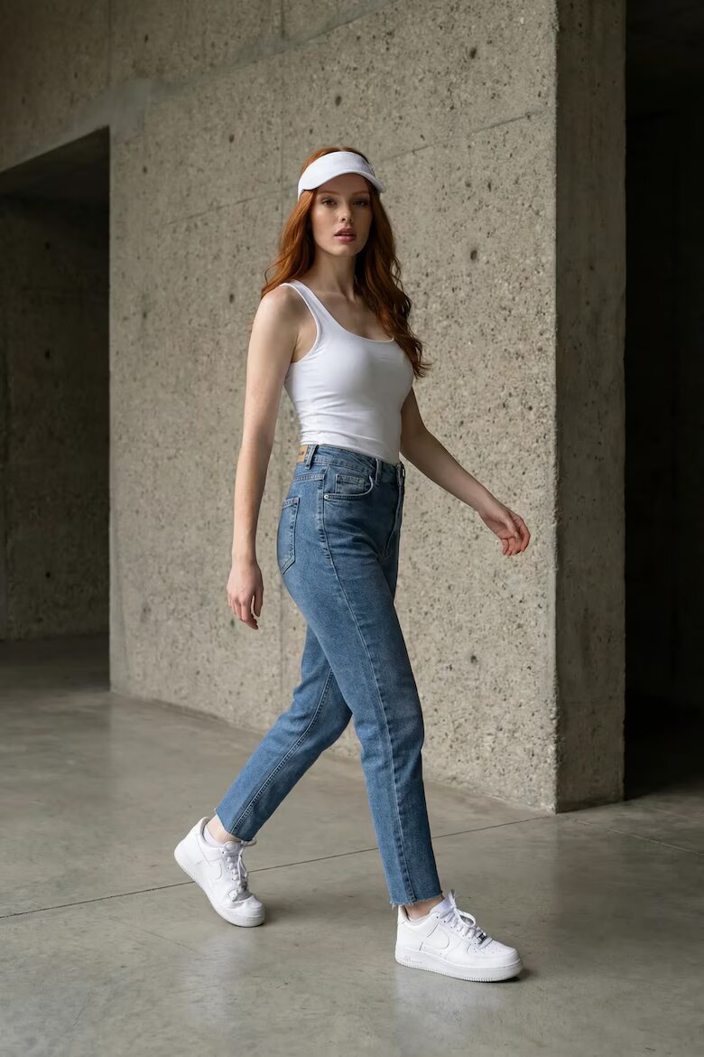 MyFashion Дамски дънки впит модел висока талия деним
