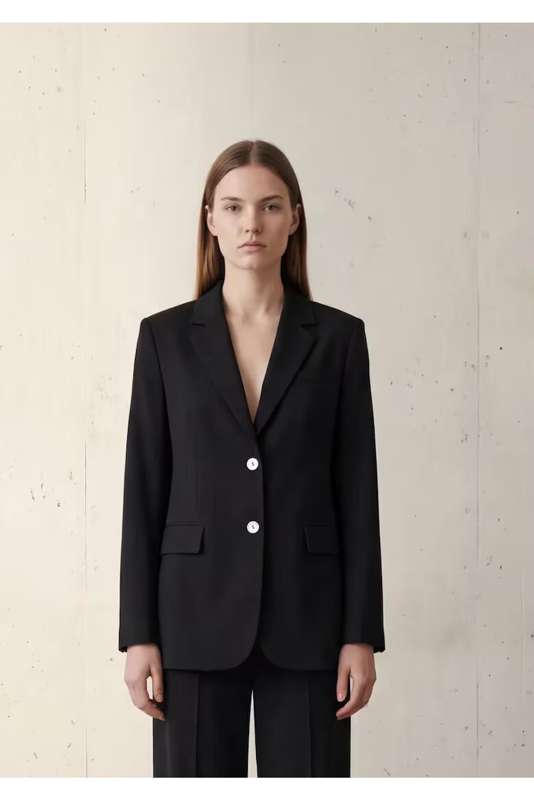 MyFashion Дамско сако памук и лен черно с копчета