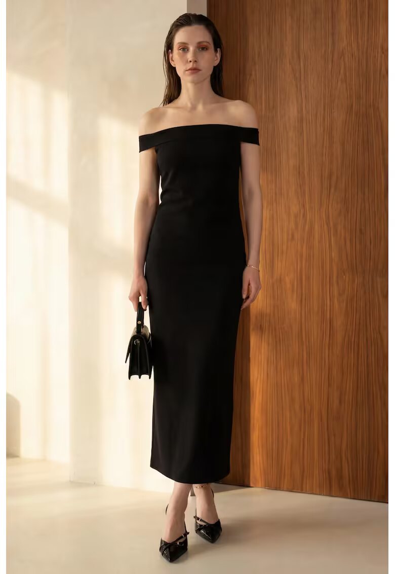 MyFashion Макси рокля - мулат - черна - от креп