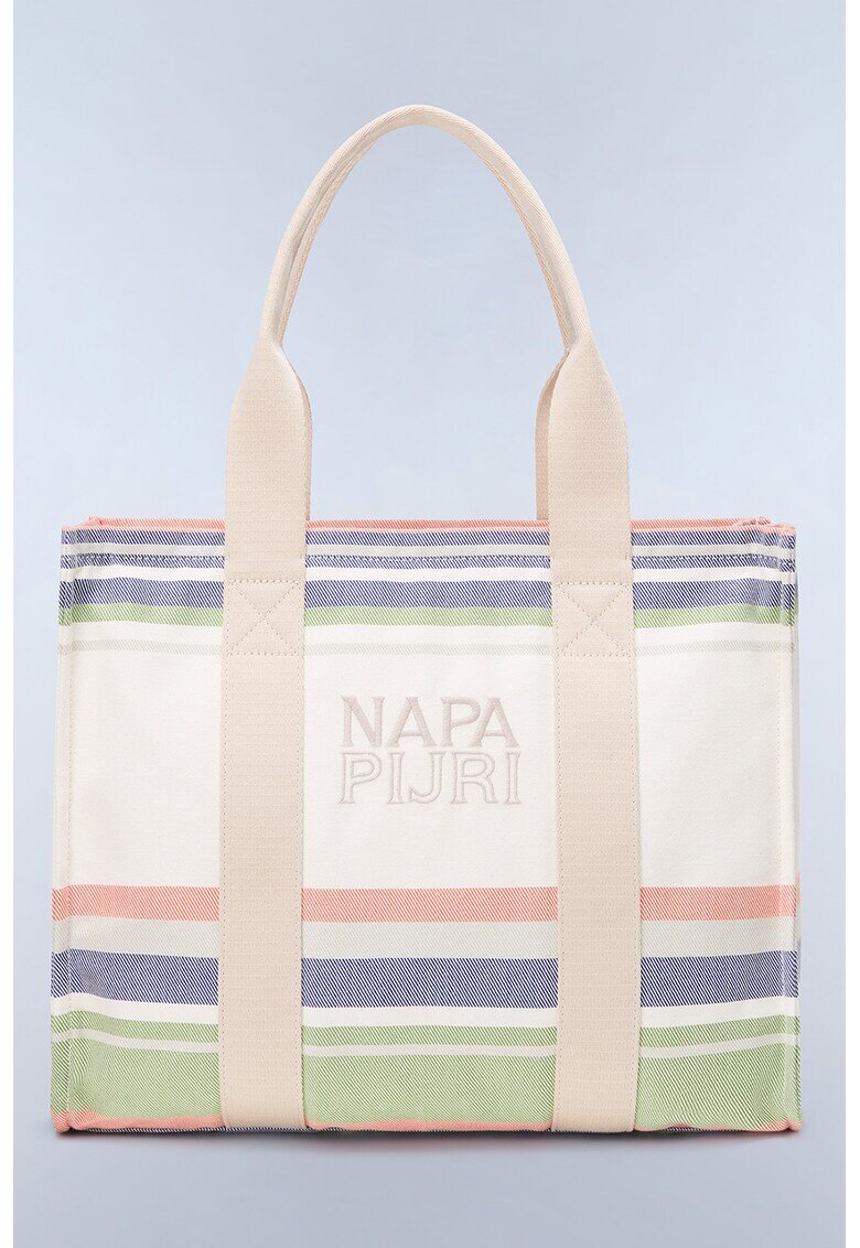 Napapijri Чанта Tote с лого - Слонова кост/Оранжев/Син