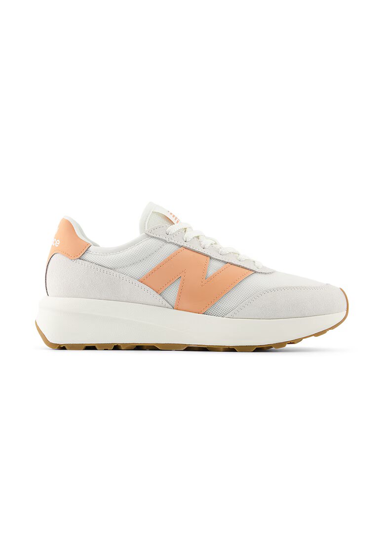New Balance Маратонки 370 с велур и синтетика - Оранжев/Мръснобял