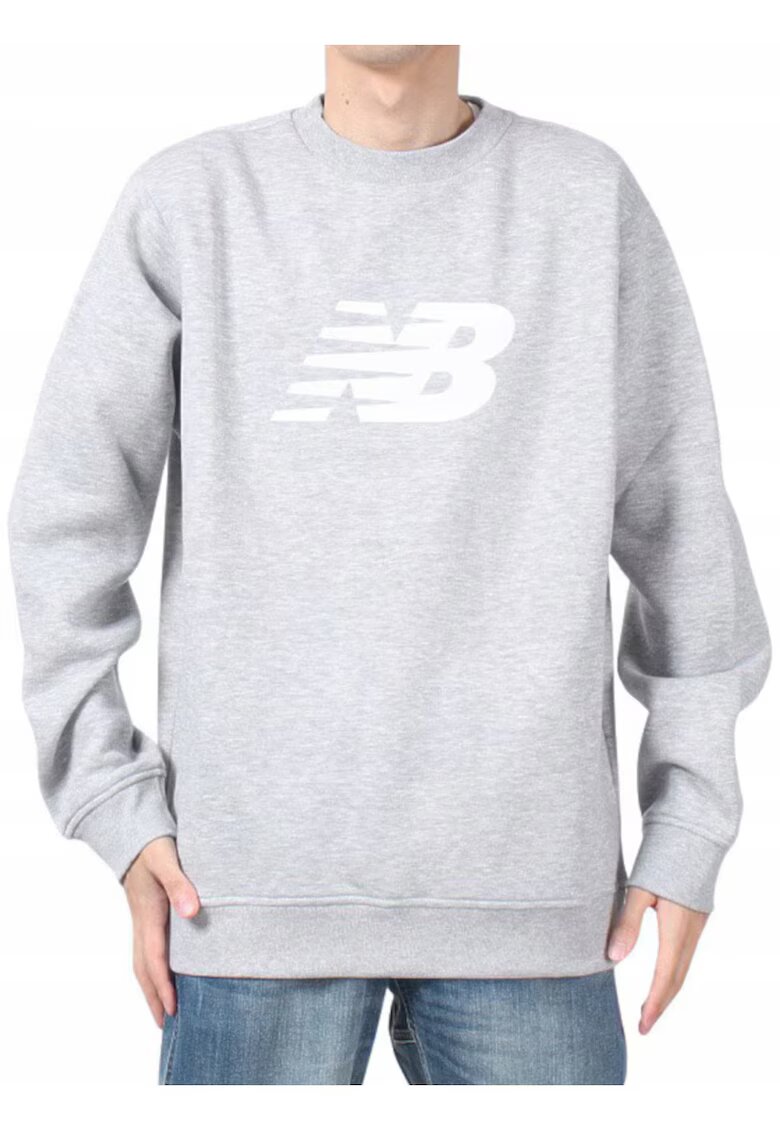 New Balance Мъжки суичър сив - памук/полиестер - свободна кройка - дълъг ръкав
